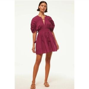 NWT Misa Los Angeles Camila Cinched Mini Dress Orchid Cotton Poplin Womens XS